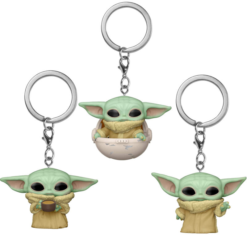 Star-wars Child Baby Yoda Action Figure Toys Pokect Keychain Vinyl Doll Cute Version Mandalorian Metal keychain