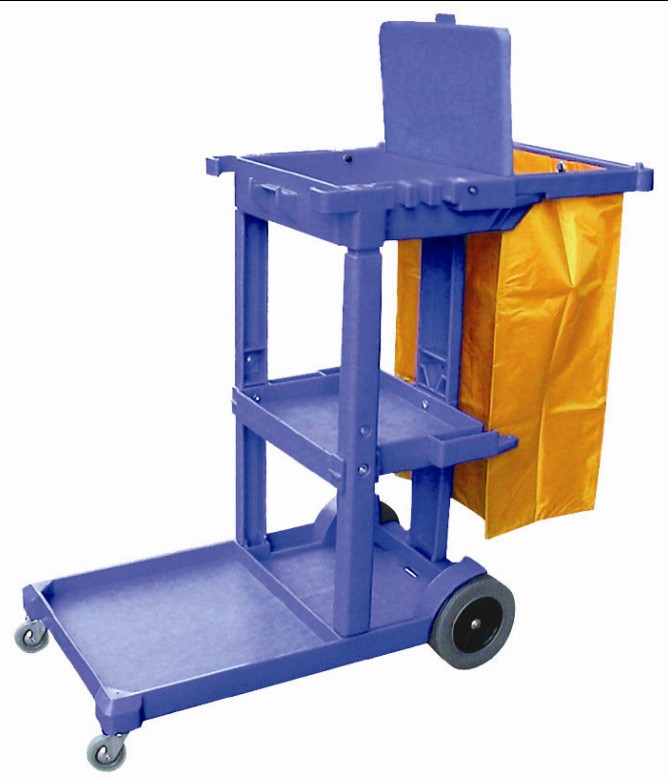 Cleaning Trolley Janitor Cart with Cover Multifunction Cart for Hotel/Restaurant Use-YG08160A