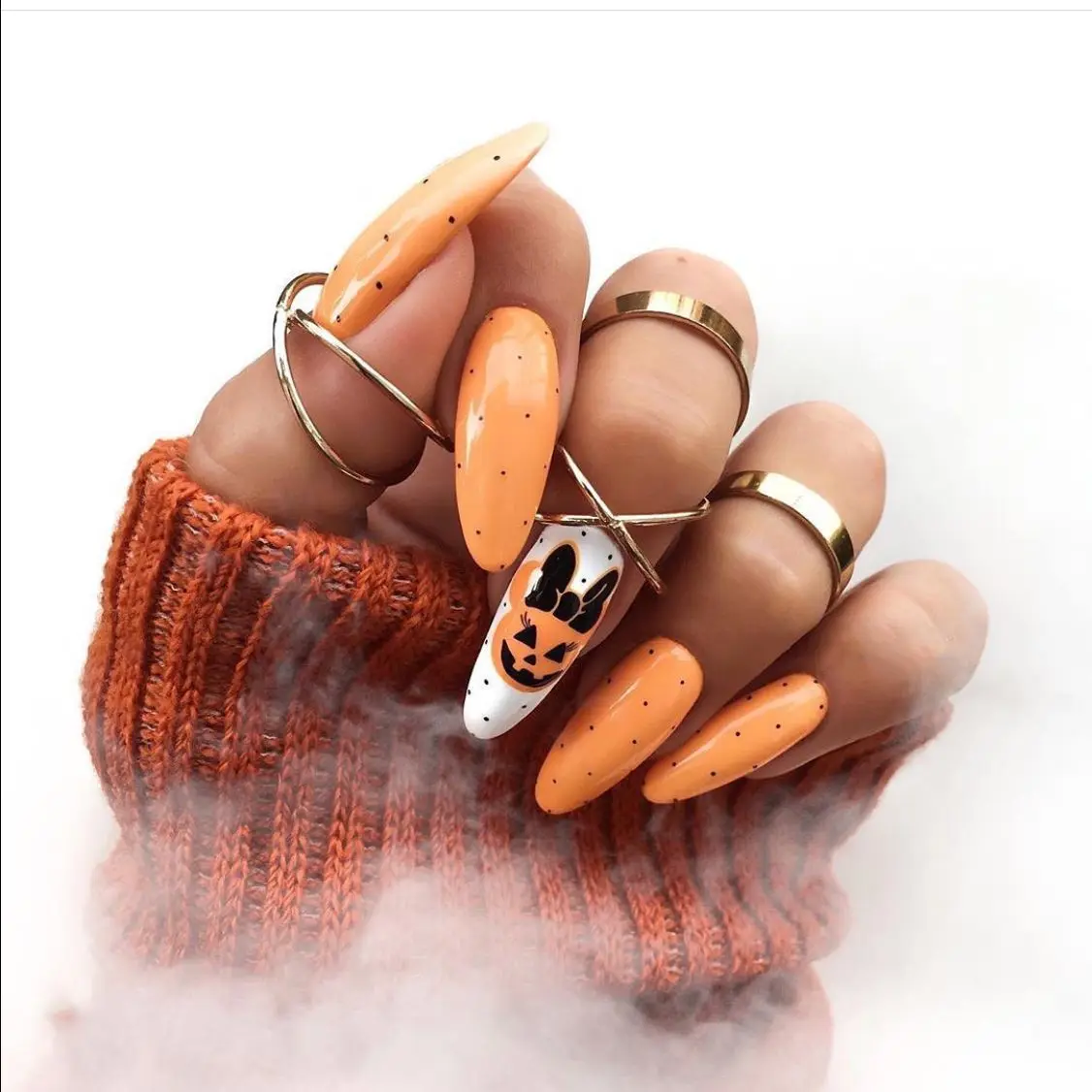 NA-105 2021 New Fashion Ideas Halloween Fake Nails Long Coffin Artificial Nail Full Cover French Style Press on Nails