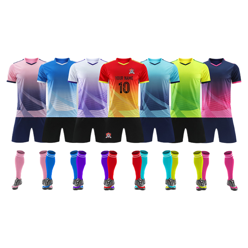 Team Customized Soccer Wear Kits 100% Polyester Football Jersey Set Breathable Soccer Training Kits Uniform