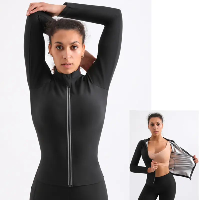 LCFC Body building shirt sauna sweat suits long sleeves slimming weight loss zipper sauna shirt