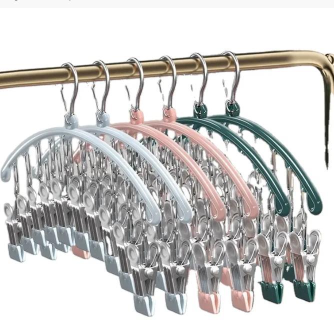 Hanger Space Saving Curved Hanger for Yoga Pants and Leggings Closet Organizer with 10 Clips for Clothing Store Pants Hanger