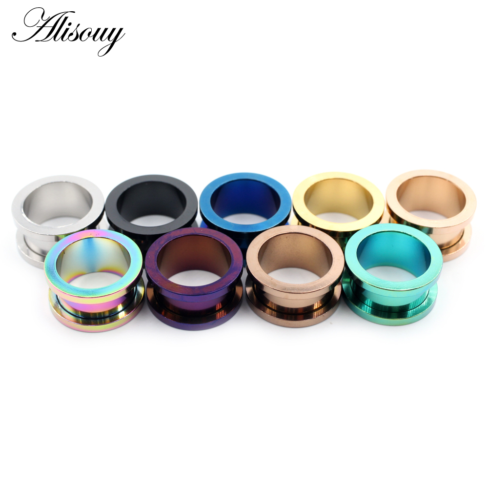Wholesale 1.2-36mm Anodized Stainless Steel Screw Ear Flesh Tunnel Plug Expander Stretcher Earlet Gauges Piercing Body Jewelry