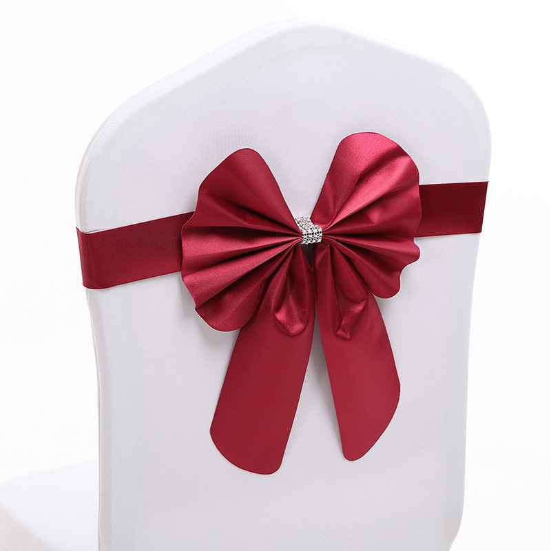 Wedding Hotel Banquet Birthday Party Decoration Burgundy Wedding Chair Sashes Spandex