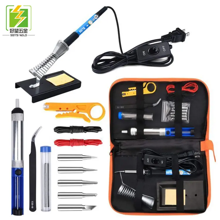 14PCS Electronic Repair Tool Full Set 60W 110V/220V Electric Soldering Iron Kit set with Adjustable Temperature Welding Iron