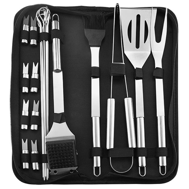 20Pcs Stainless Steel Bbq Tools Set Barbecue Grilling Utensil Accessories Camping Outdoor Cooking Tools Kit Bbq Utensils