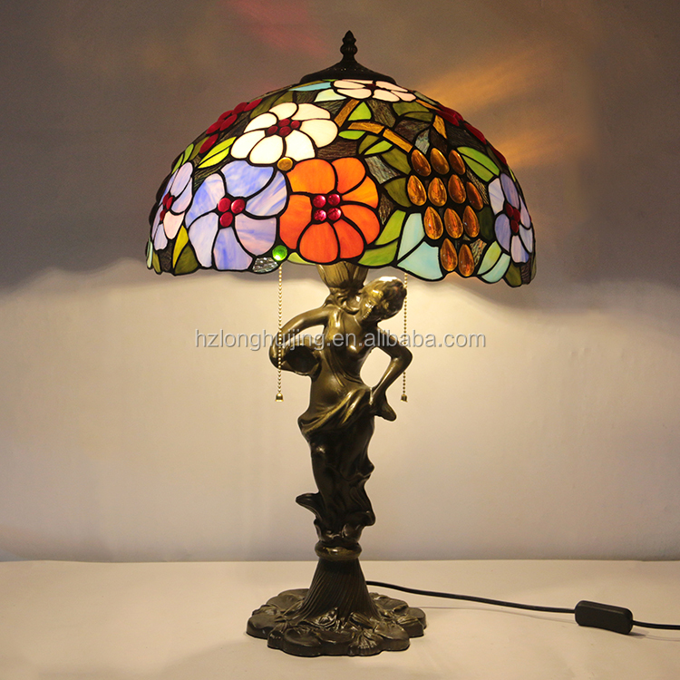 LongHuiJing 12Inch Sunflower Stained Glass Lampshade Tiffany Style Light Semi Flush Mount Ceiling Lamp With Bowl Shade