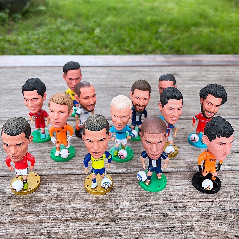 Wholesale 3D PVC Cartoon Football Super Star Player Movable Toy Football Players Figures Car Accessories Soccer Action Figures