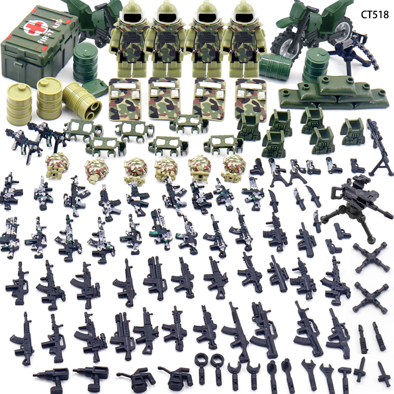 Wholesale Mini Little Weapons Pack Soldier Figures Rifle Gun Weapon Cargo Box Assemble Military Accessories Building Block Kid