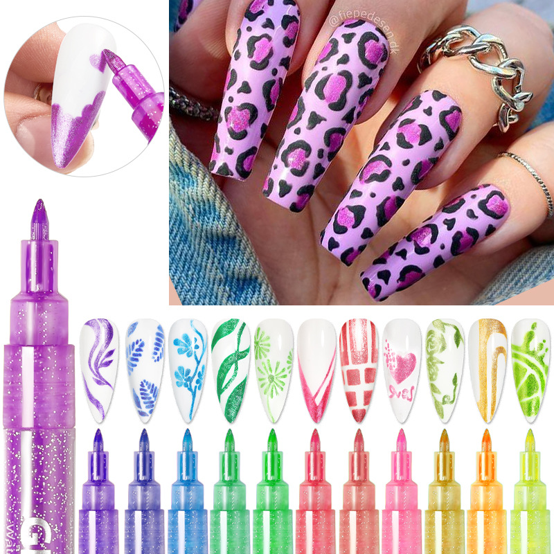 AS Nail Graffiti Pen For 3D Nail Art Diy Gel Polish Nail Painting Manicure Tools Paint Pens