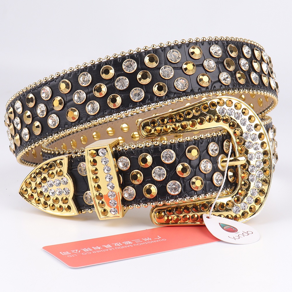 Sundo Good Performance Rhinestone Cow Boy Belt Diamond Belts Original Solid PU Leather for Female Belts