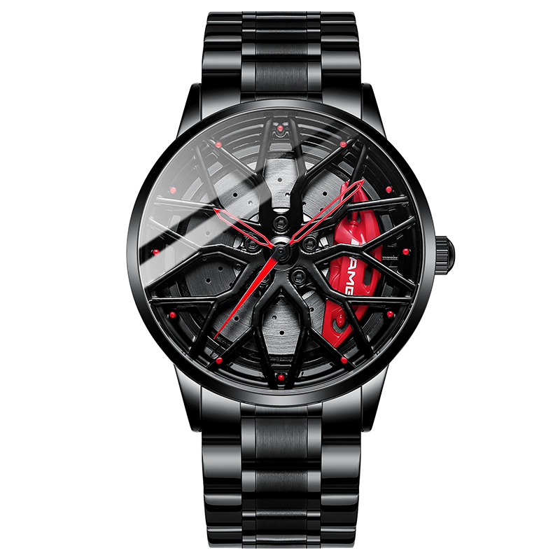 Men's new cross-border hot christmas style quartz luxury rotating sports car wheel luminous business watch