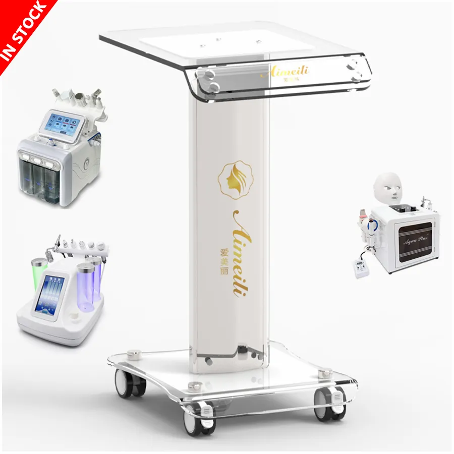 OEM White Spa Furnitures Trolley  Acrylic Plastic beauty Center handCart trolley For Beauty Salon Machine Trolley