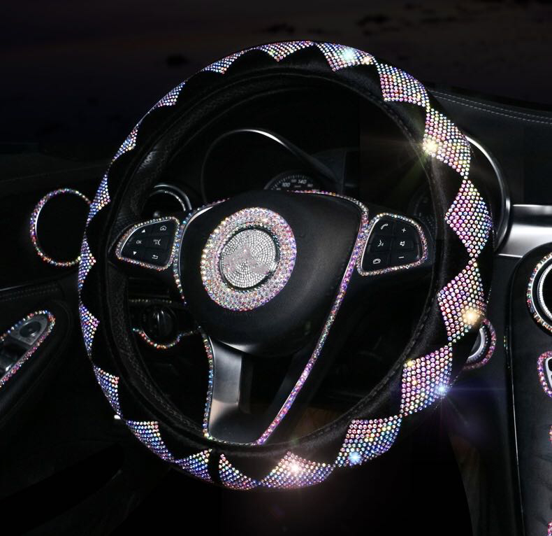Bling Car Accessories Steering Wheel Cover 38cm Velvet Car Steering Wheel Cover Universal Luxury Steering Wheel Cover for Cars