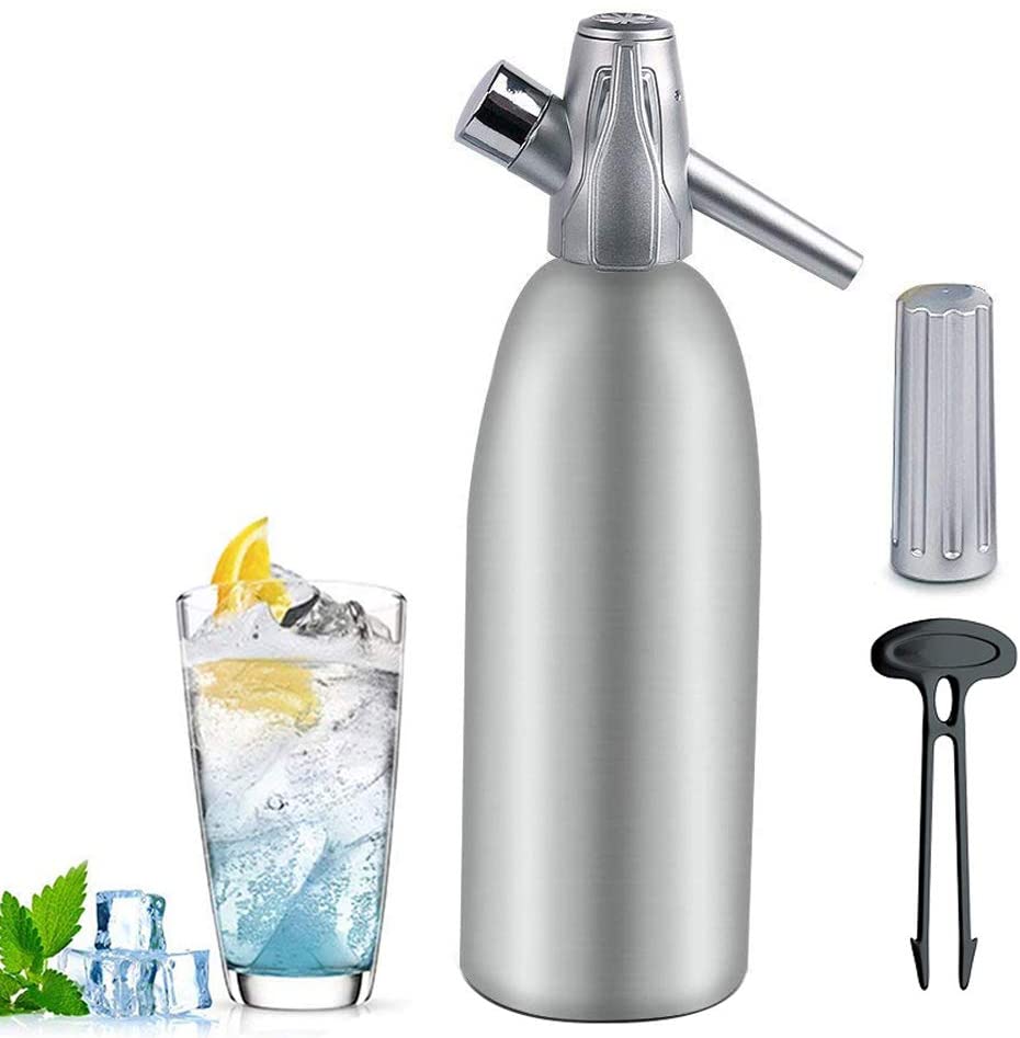 Sliver Soda Siphon CO2 Dispenser Water Bubble Generator Cool Drink Cocktail Aluminum Home Bar DIY Soda Maker
