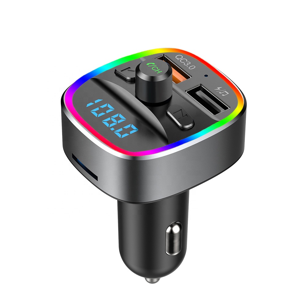 USLION T25Q FM Transmitter Car Wireless Car Radio Adapter with Quick Charge 3.0 Car Radio Mp3 Player Android