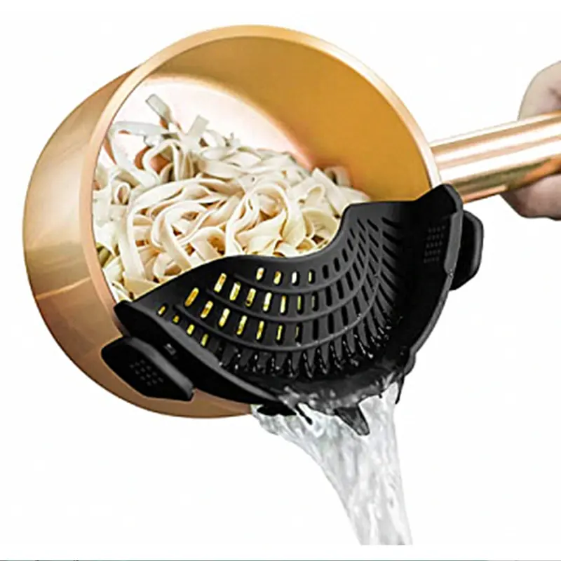 Heat Resistant Snap And Strain Strainer Fits all Pots and Bowls Silicone Colander Clip On Food Strainer For Pots Pans