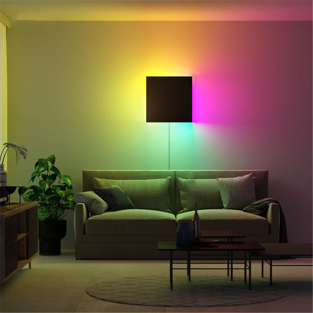 Modern personality creative designer wall lamp Bedroom bedside atmosphere lamp square solid RGB wall lamp