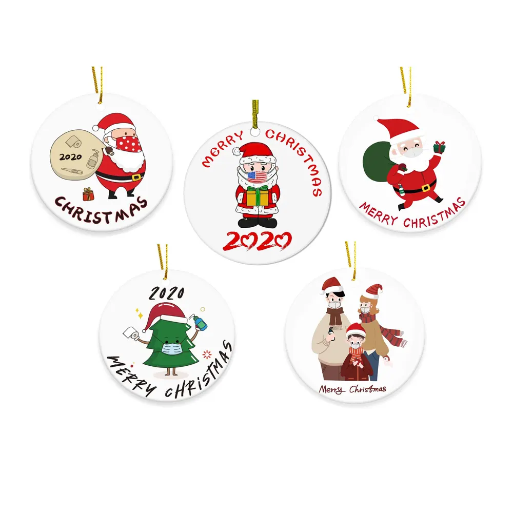 Hot Sale Customize Printed Round Christmas 2020 Ornament For Tree Acrylic Hanging For Xmas Tree Decoration