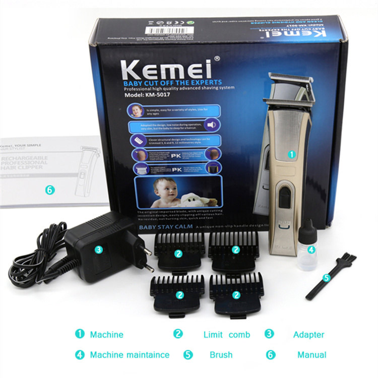 Kemei Km-5017 Аккумуляторный водостойкая электрическая машинка для стрижки бритвы продвинутая электрическая бритва для волос, триммер для волос, Мужская Парикмахерская Ножницы