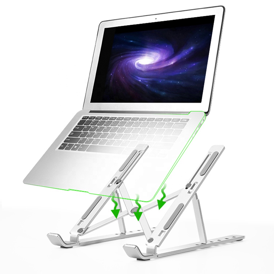 Home Working Traveling Computer Bracket Foldable Stand Height Adjustable Aluminium Laptop Holder