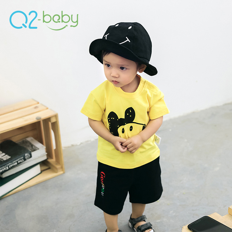 Детская футболка Q2-baby из 95% хлопка с коротким рукавом и цветочным рисунком для новорожденных
