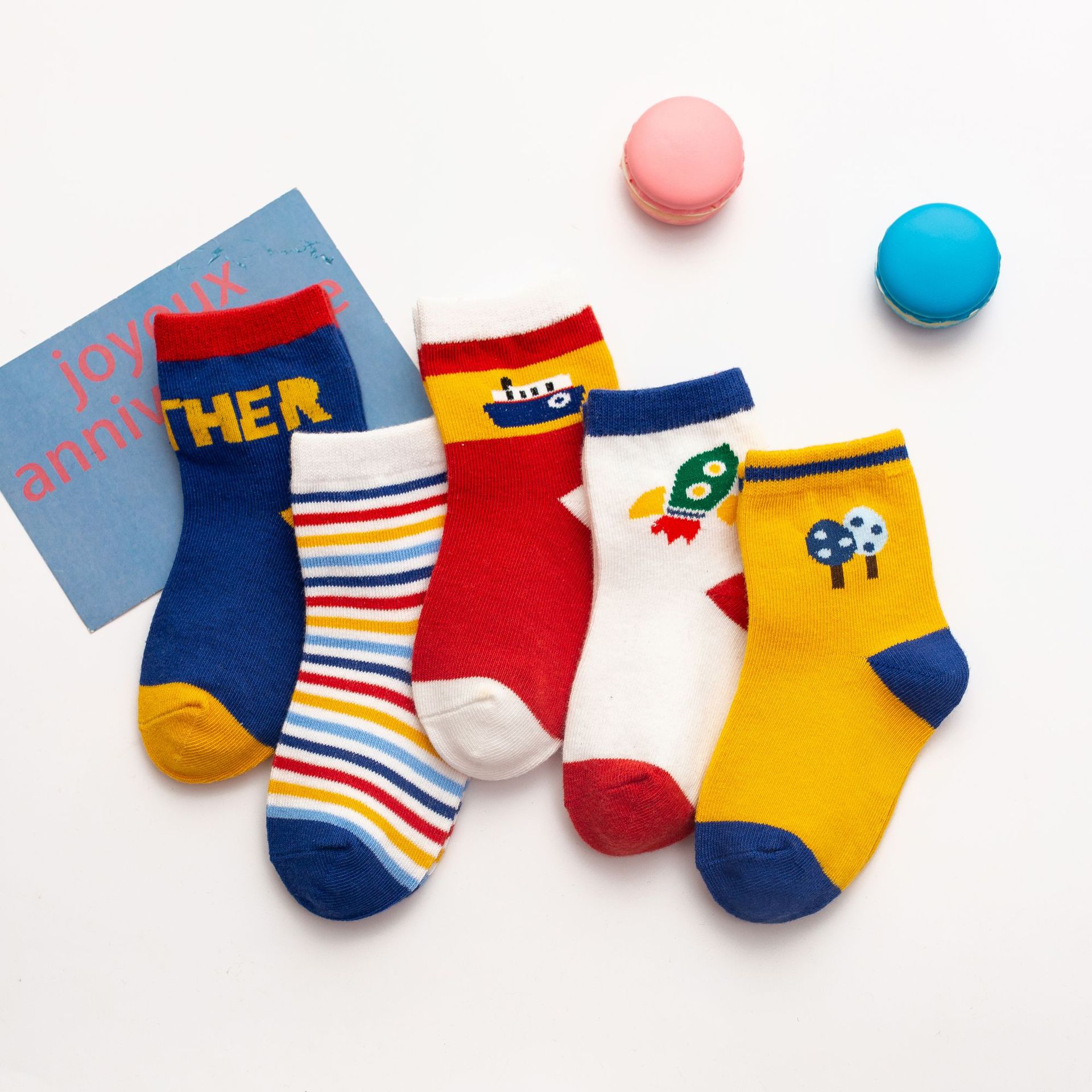 Wholesale Custom Design Children Cute Kids Socks 100% Cotton White Girl School Teen Boy Socks Jacquard Kids Cartoon Crew Sock