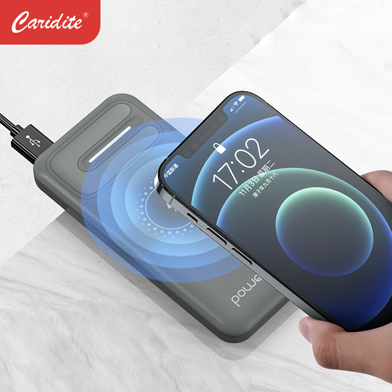 Caridite 2021 Новый мини беспроводной внешний аккумулятор 10000 мАч Быстрая зарядка внешний аккумулятор для мобильного телефона портативное Внешнее зарядное устройство