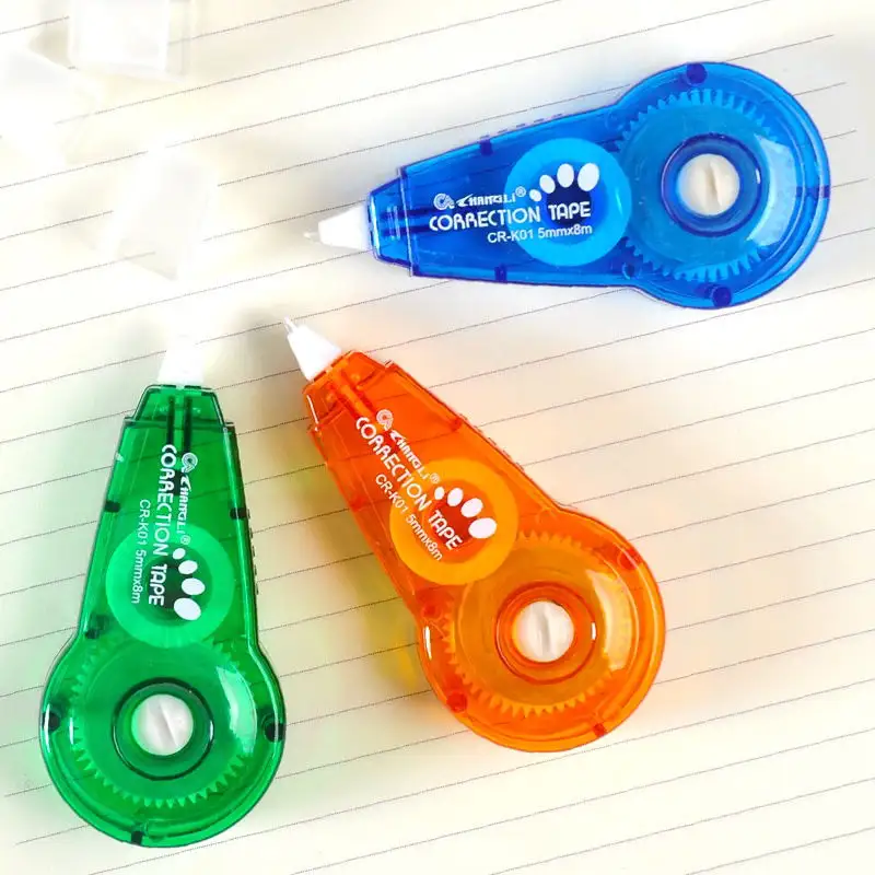 Hot Selling school office Stationery Creative 8M custom transparent PET plastic colored Correction Tape for student kids