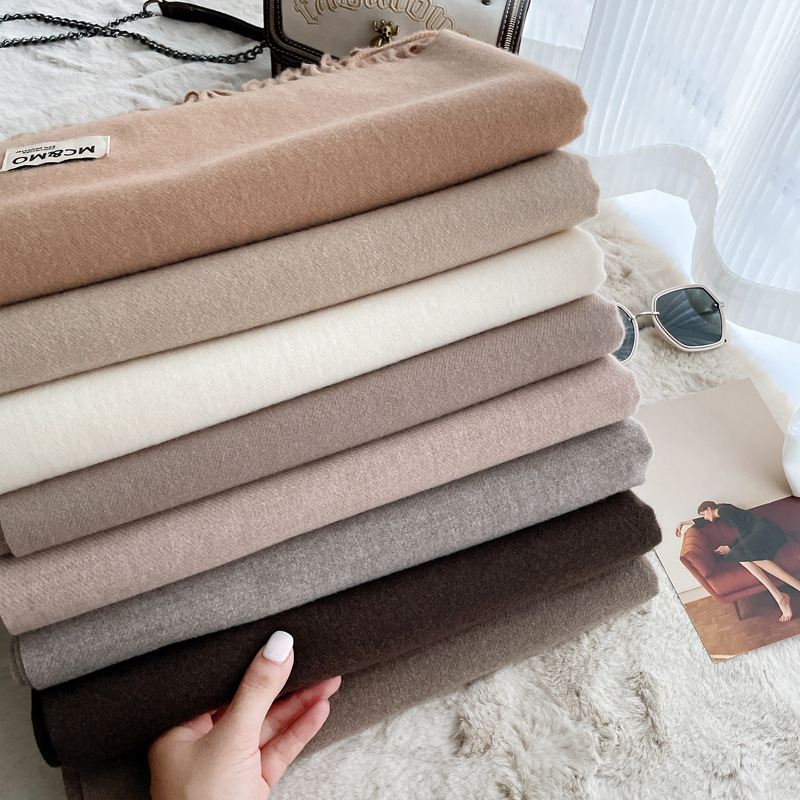 Winter Warm Long Pure Color Shawl Women Winter 100% Cashmere Scarf With Tassel