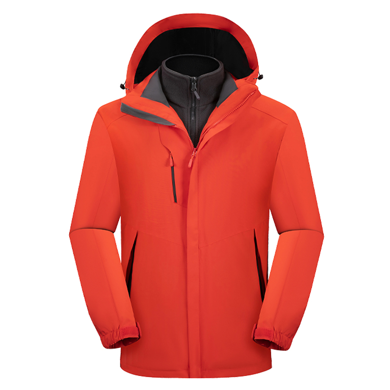 2021 Outdoor jacket customized printed logo team work clothes mountaineering wear three in one windproof waterproof jacket