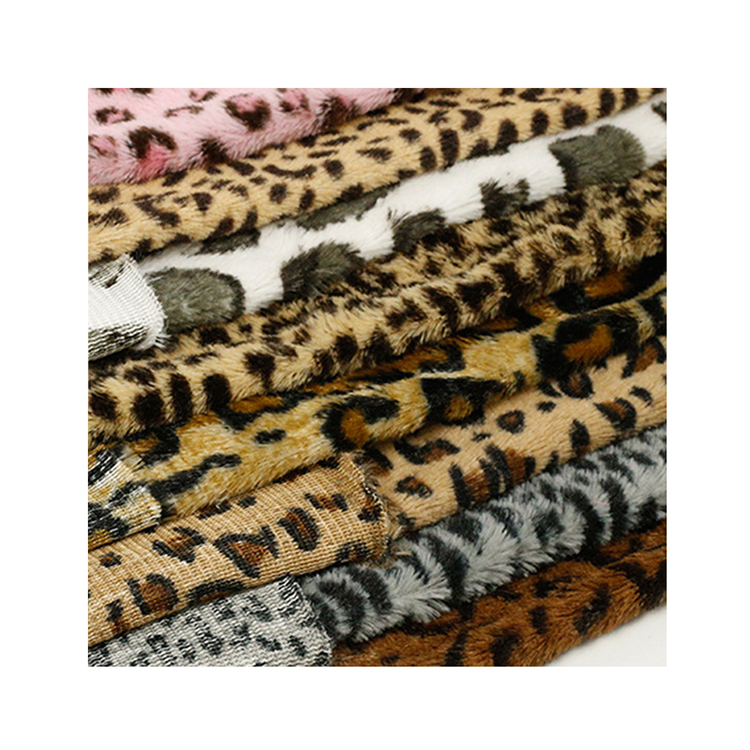 Kingcason Custom Color Super Soft Leopard Print PV Plush Artificial Fake Faux Rabbit Fur Fabric For Shoes / Coat / Toys