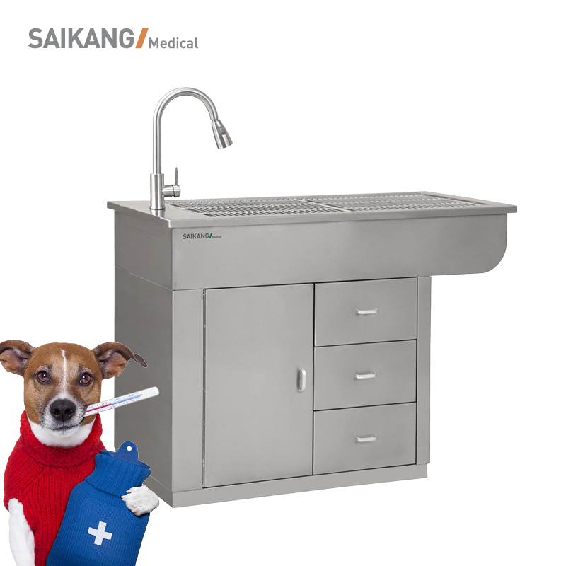 SK-PDT01 Metal Animal Equipment Dog Cat Bath Hairdressing Pet Disposal Table with Drawer Manufacturers