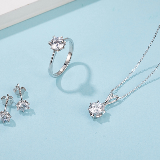 1ct moissanite Снежинка серебро 925 пробы кольцо ожерелье серьги ювелирный набор для женщин Повседневная одежда