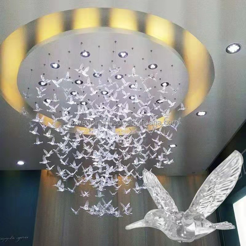 Wholesale Hanging Birds Acrylic Bird Transparent Bird for Hotel Wedding Event Ceiling Decoration