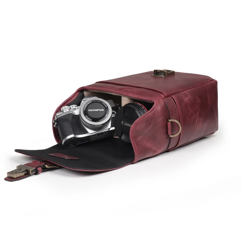 Manufacturers Personalized Genuine Cow Leather Messenger Crossbody Travel Camera Bags
