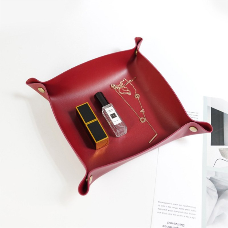 High Quality Pu Leather Folded Key Storage Trays Luxury Jewelry Storage Tray 2021