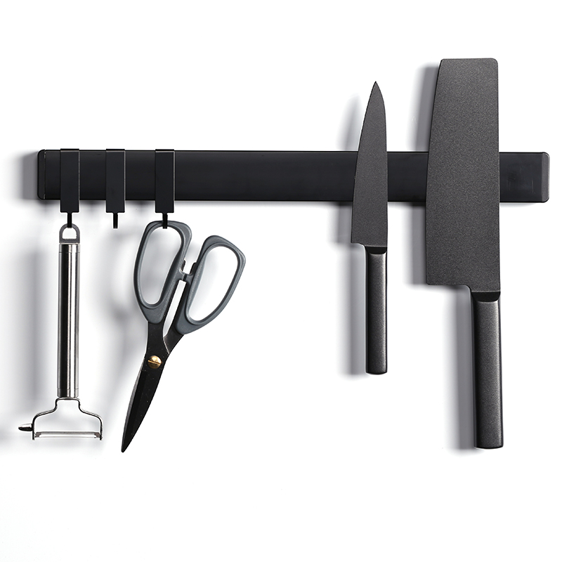 OEM Hot sells Customized Logo Magnetic Knife Block Storage Holder Kitchen accessories Magnetic Knife Rack With Hooks