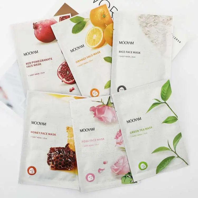 Private label natural organic korean beauty skin care sheet face mask plant fruit mascarillas faciales coreanas facial mask