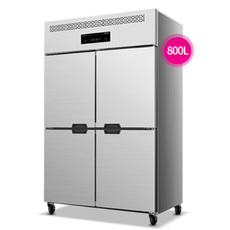 Commercial Household Kitchen Equipment Large Capacity Stainless Steel 4 Doors Refrigerator Freezer