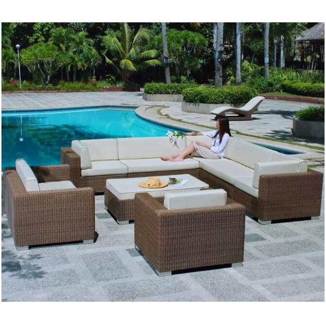 2021 high quality bamboo style outdoor rattan patio sofa set couch furniture