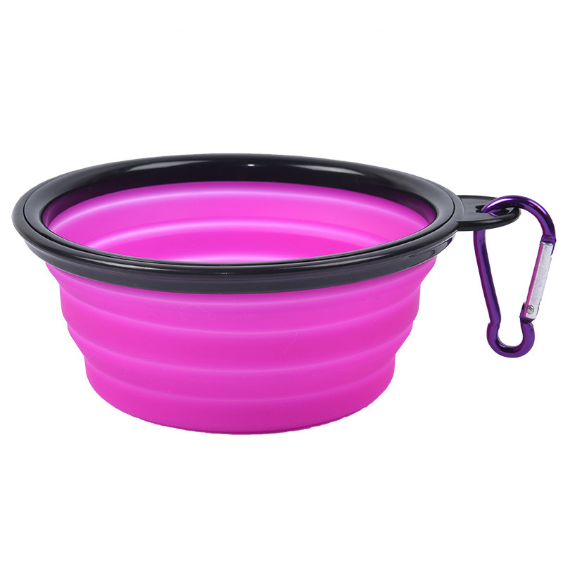Hot sale Portable Foldable Travel Water Bowl Food Dishes with Carabiner Clip for Traveling