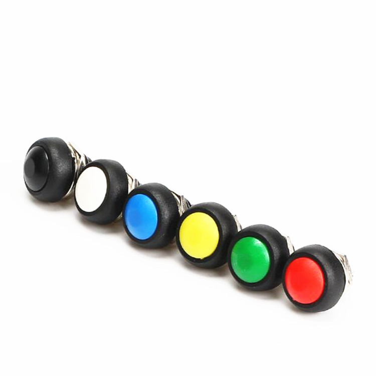 PBS-33B Small Round Button Switch 12mm Self-reset Power Supply Point-on Button Switch Waterproof and Lockless