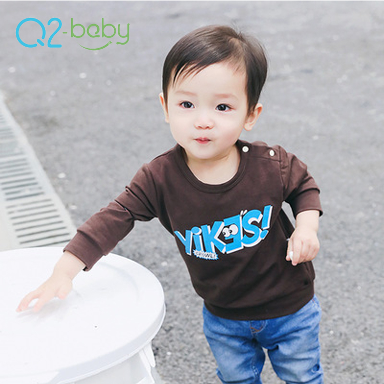 Q2-baby Повседневная хлопковая футболка без воротника с аппликациями для маленьких мальчиков
