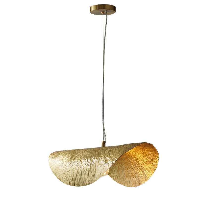 Latest Nordic Lotus Leaf Copper Hanging Pendant Lights for Home Hotel Dining Room Decor Creative Art Modern Chandelier