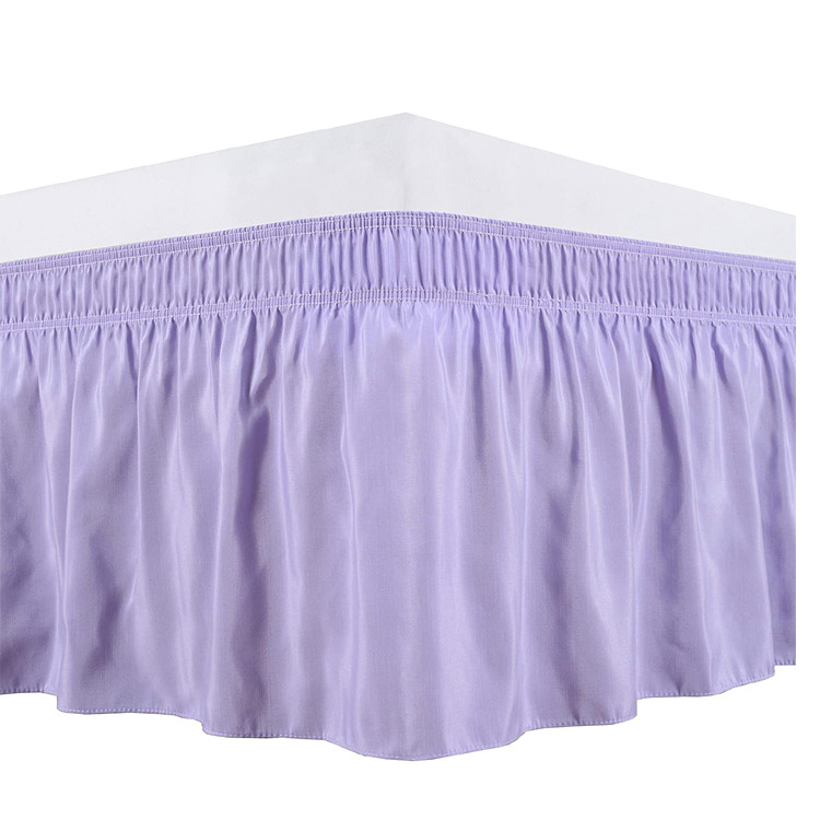 Ruffled Bed Skirt with Split Corners Queen Size (12 Inch Drop) Platform Dust Ruffle Gathered Bedskirt Lavender