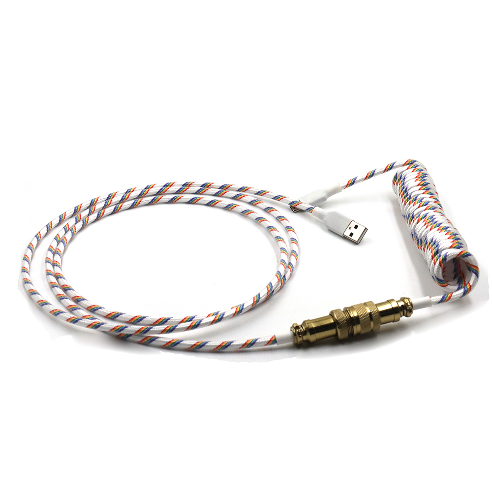 Custom5pin 4Pin Usb Type C Keyboard Paracord Cable Coiled Aviator Cable With Connector MINI XLR GX12 GX16