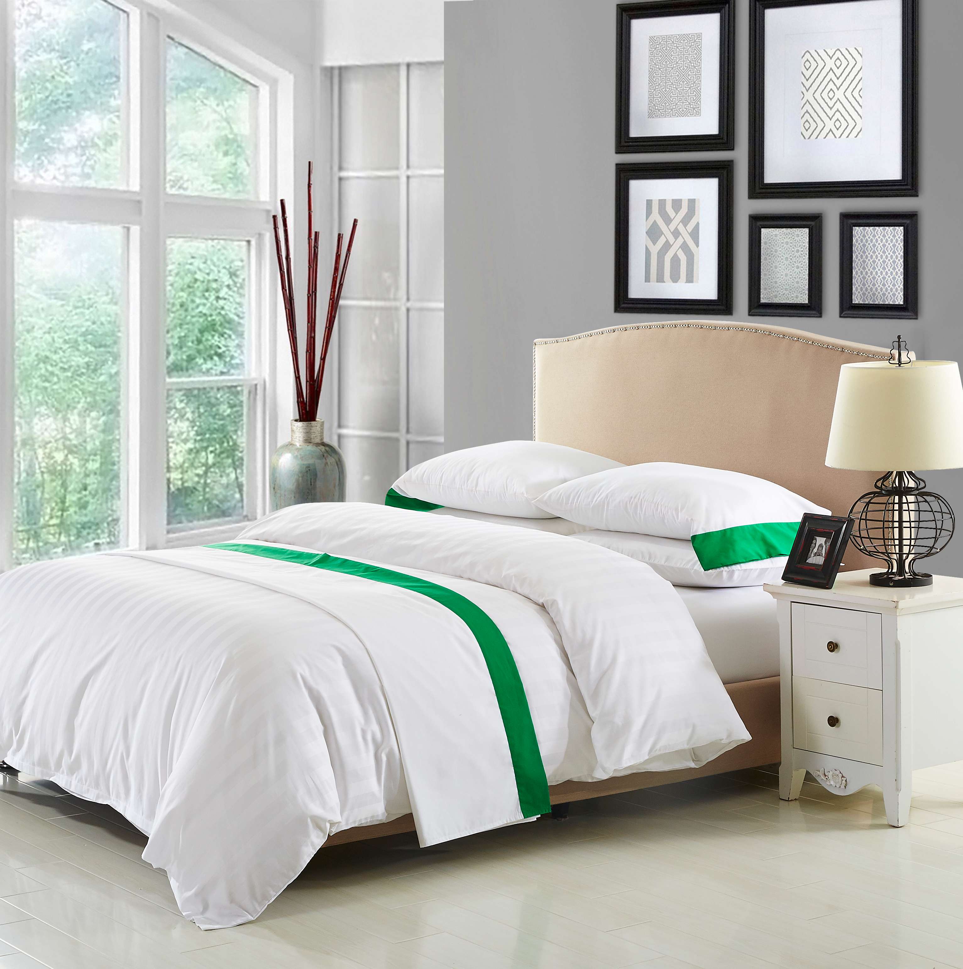 250 Thread count 1" flange super king size 1cm sateen stripe 60% cotton 40% polyester bed duvet covers