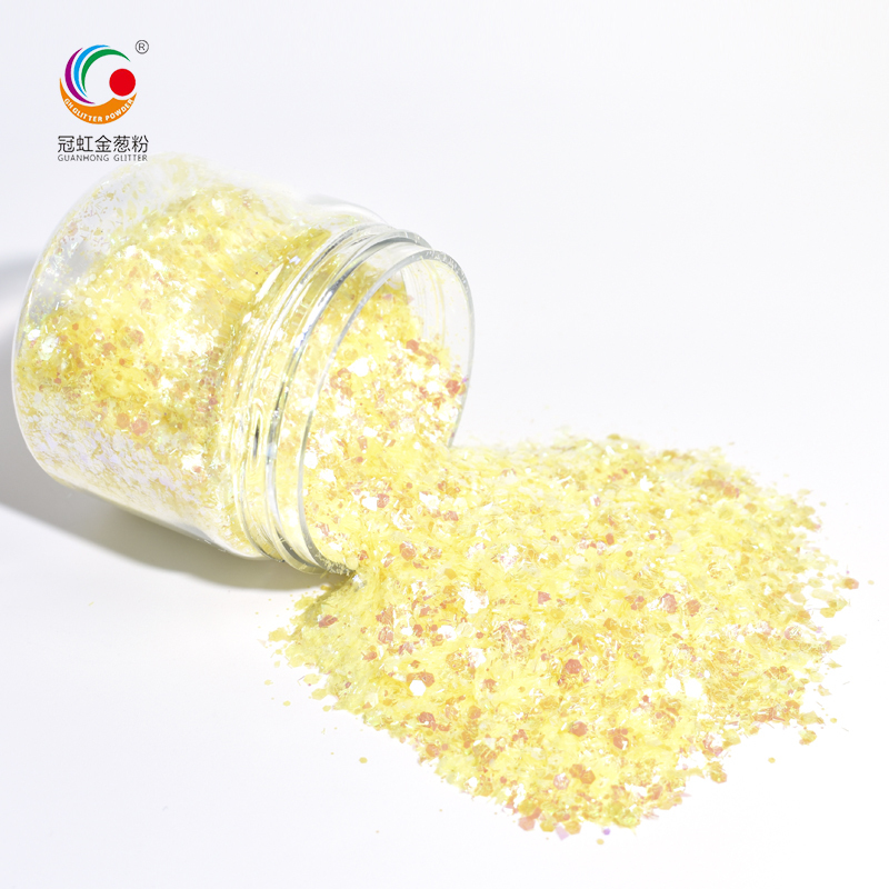Factory Hot Sales Cosmetic Grade Glitter Powder Makeup Star Heart Shaped Iridescence White Yellow Pink Body Spangle