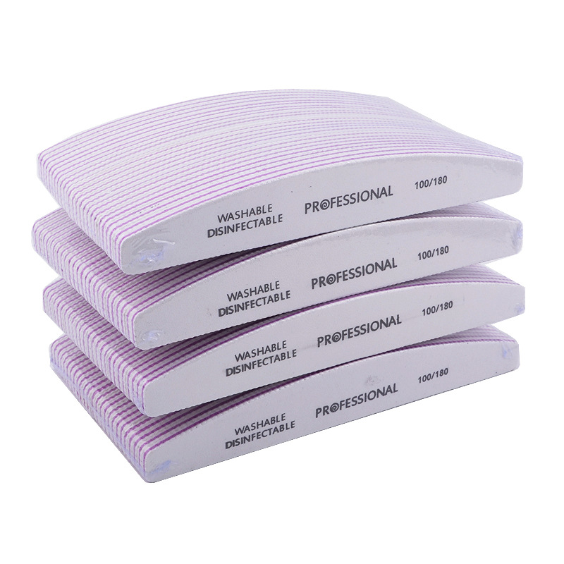 Customized Printed Logo Disposable Half Moon Shapes Manicure Nail File 100/180 Professional